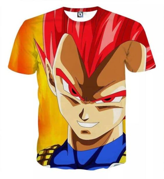 Dragon Ball Vegeta Super Saiyan Red God Vibrant Print T-shirt