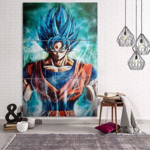 Dragon Ball Goku Super Saiyan God Blue Cool 3Pc Canvas Print