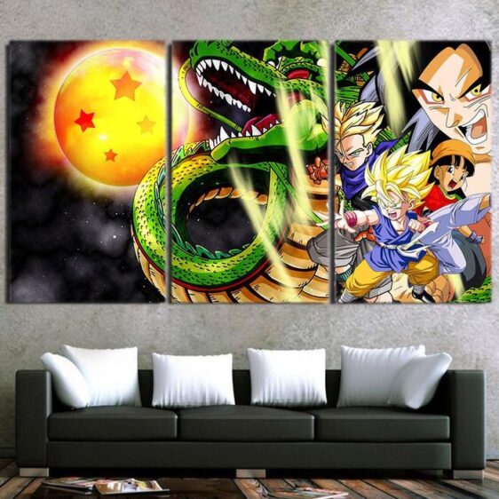 Shenron Goku Kid Pan Vibrant 3pc Wall Art Decor Canvas Prints