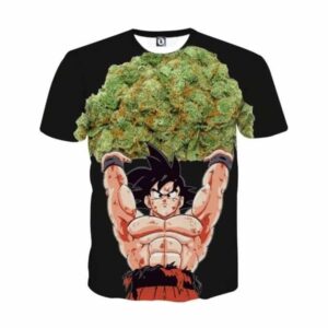 DBZ Son Goku Ganja Weed Marijuana Spirit Bomb Black T-Shirt