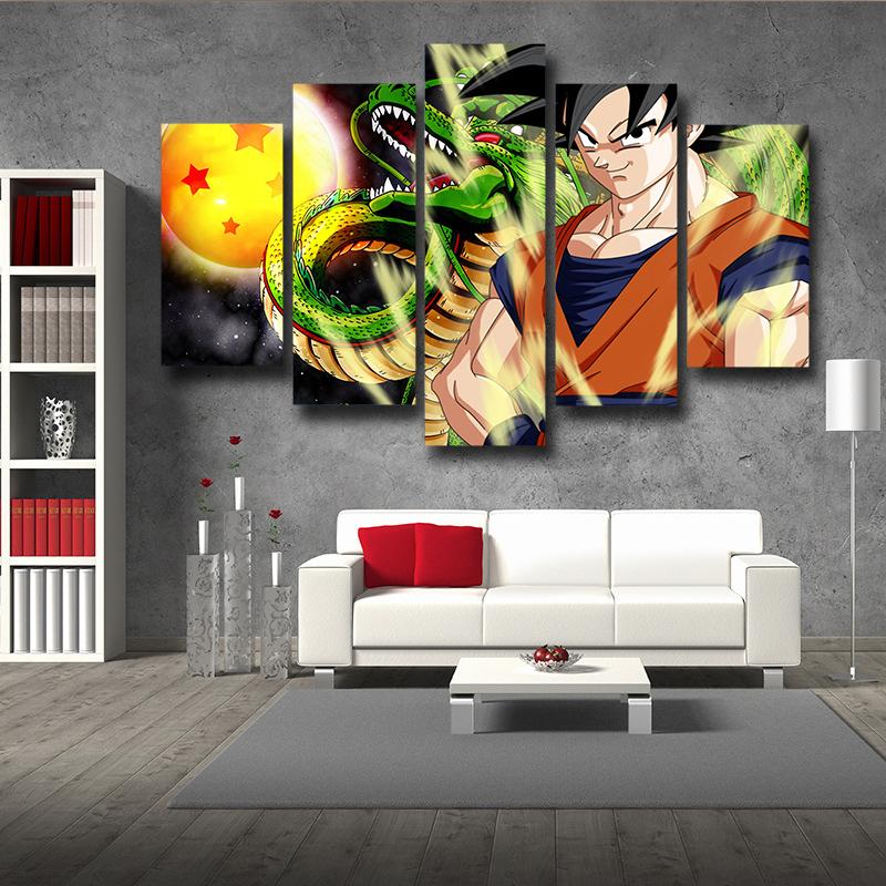 Dragon Ball Z Goku Shenron Epic Style Premium 5 Panel Canvas