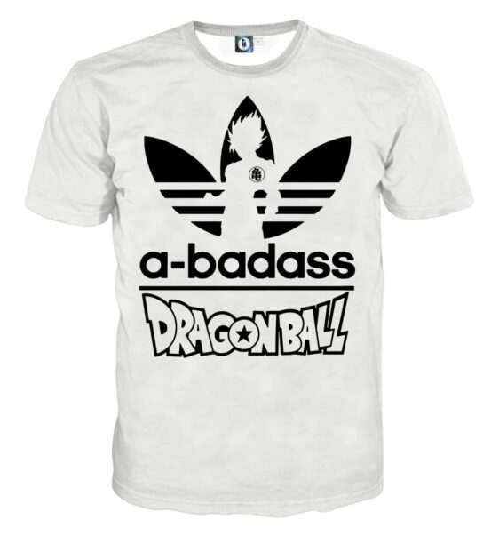 A-Badass Adidas Parody Dragon Ball Goku White Stylish T-shirt