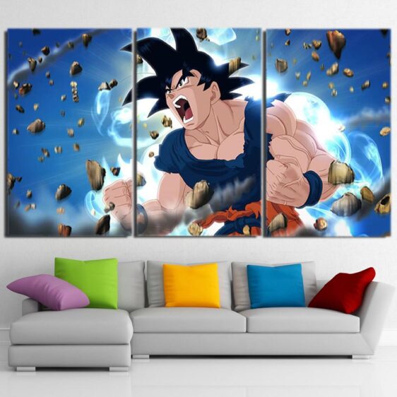 Son Goku Powerful Muscle Angry Fighting 3pc Wall Art Print