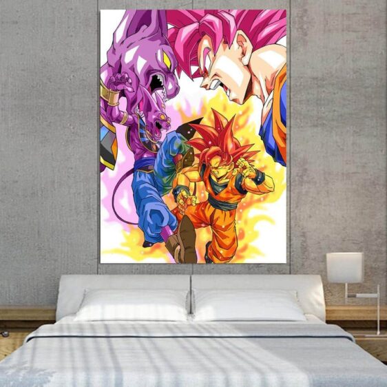 DBZ Goku Super Saiyan Rose VS God Beerus 1Pc Canvas Print