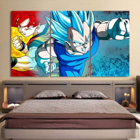 Goku Super Saiyan Rose Vegeta God Blue Cool 3pc Wall Art Print
