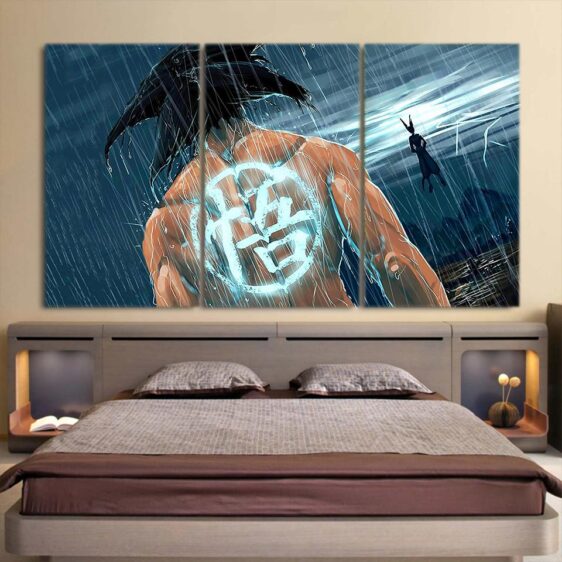 Goku Under The Rain Painting Go Kanji Symbol 3pc Canvas Prints