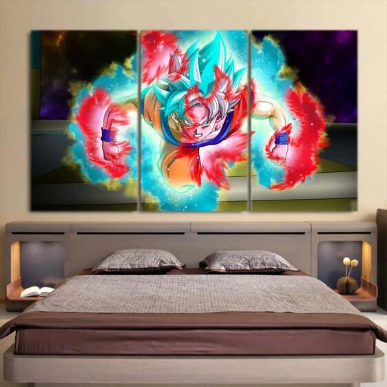Son Goku God Super Saiyan Half Rose Power Aura 3pc Wall Art
