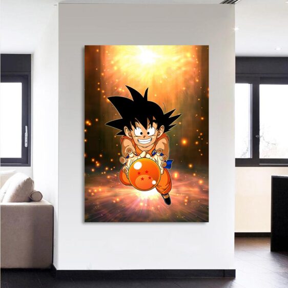 Cute Goku Kid Catch Fourth Dragon Ball 1Pc Canvas Print