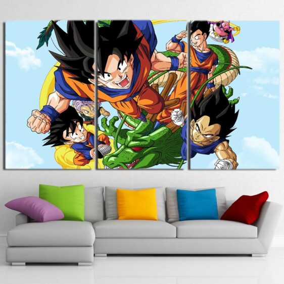 DBZ Goku Vegeta Gohan Super Saiyan Warrior Vibrant 3pc Wall Art