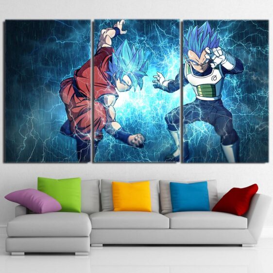 DBZ Goku Vegeta Super Saiyan Thunder Power 3pc Canvas Prints