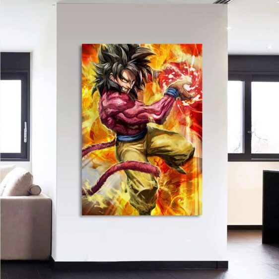 Dragon Ball Goku SSJ4 Angry Fire Vibrant 1Pc Canvas Print