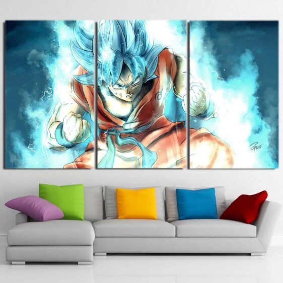 Dragon Ball Son Goku Super Saiyan God Angry Power 3pc Wall Art