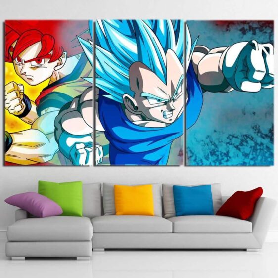 Goku Super Saiyan Rose Vegeta God Blue Cool 3pc Wall Art Print