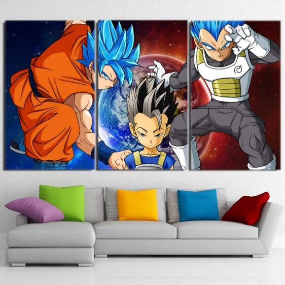 Resurrection F Goku Vegeta Super Saiyan Vibrant 3pc Canvas Print