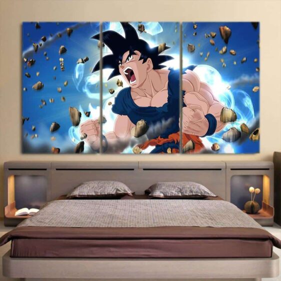 Son Goku Powerful Muscle Angry Fighting 3pc Wall Art Print