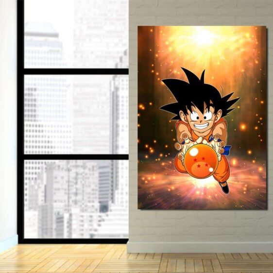 Cute Goku Kid Catch Fourth Dragon Ball 1Pc Canvas Print