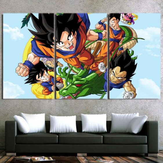 DBZ Goku Vegeta Gohan Super Saiyan Warrior Vibrant 3pc Wall Art