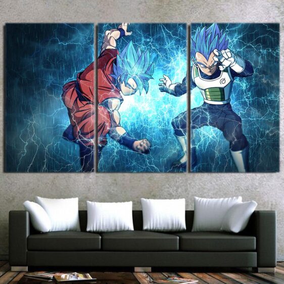 DBZ Goku Vegeta Super Saiyan Thunder Power 3pc Canvas Prints