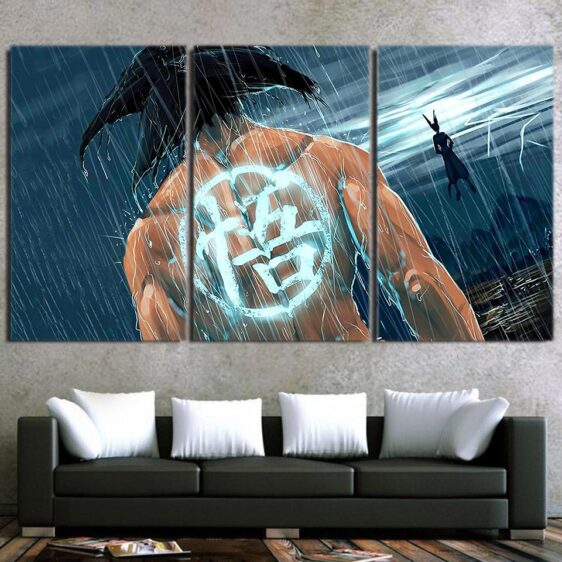 Goku Under The Rain Painting Go Kanji Symbol 3pc Canvas Prints