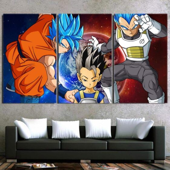 Resurrection F Goku Vegeta Super Saiyan Vibrant 3pc Canvas Print