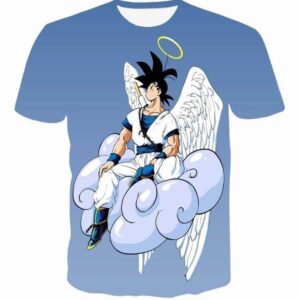 Angel Goku Sitting on the Cloud Blue 3D T-Shirt - Saiyan Stuff