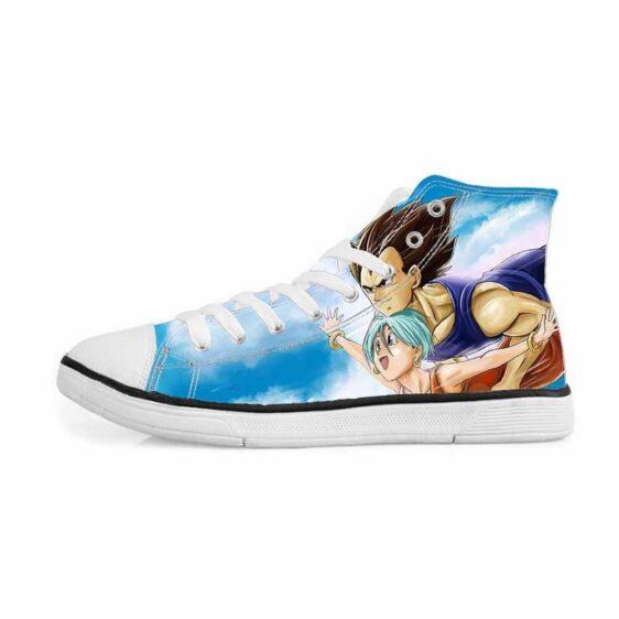 Bulma Vegeta Couple Flying in the Sky Blue Canvas High-Top Shoes
