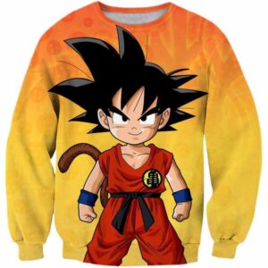 Cute Young Kid Goku Yellow Dragon Ball 3D Sweatshirt - Saiyan Stuff
