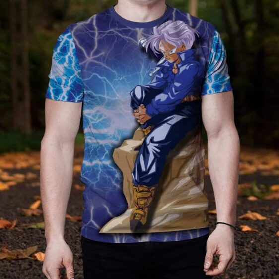 Dragon Ball Z The Legendary Trunks On A Rock Blue T-Shirt