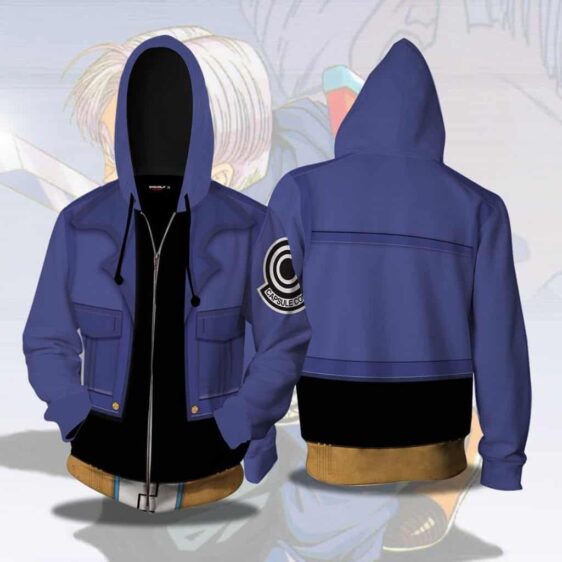 DBZ Trunks Inspired Blue Suit Stylish Cosplay Zip Up Hoodie