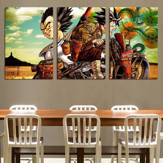 DBZ Art Goku Vegeta Shenron Vibrant Style 3pc Wall Art Decor Canvas Prints