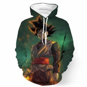 DBZ Black Goku Burning Destruction Fire Cool Trendy Pocket Hoodie - Saiyan Stuff - 1