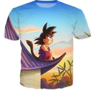 DBZ Cute Kid Goku Sitting Sky All Over Print T-Shirt - Saiyan Stuff