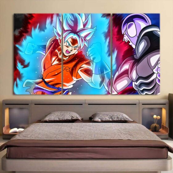 DBZ Goku Super Saiyan Blue Fighting Decor 3pc Canvas Prints