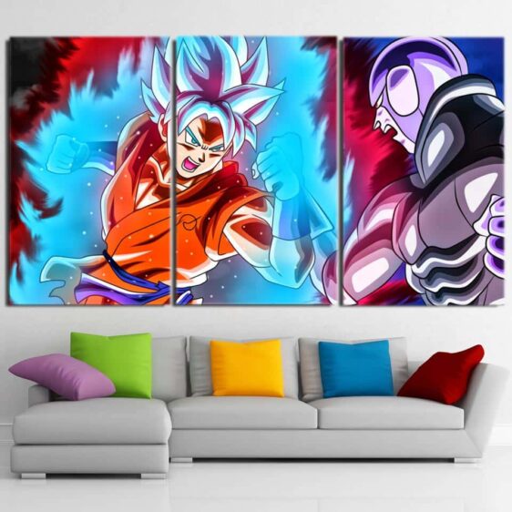 DBZ Goku Super Saiyan Blue Fighting Decor 3pc Canvas Prints
