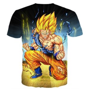 DBZ Goku Super Saiyan Thunder Power Damage Fight Cool Design T-Shirt - Saiyan Stuff - 2
