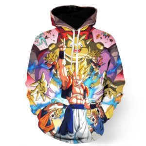 DBZ Goku Vegeta Fusion Saiyan Gogeta Colorful Design Streetwear Hoodie