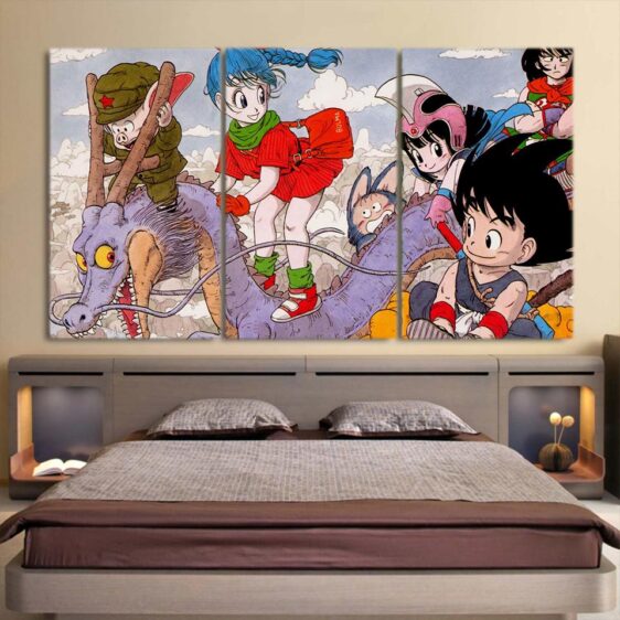 DBZ Kid Goku Kid Bulma Kid Chichi Lovely 3pc Canvas Prints