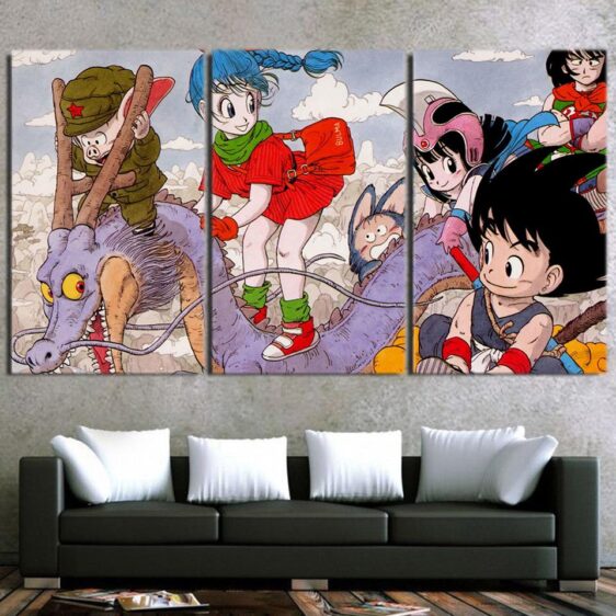 DBZ Kid Goku Kid Bulma Kid Chichi Lovely 3pc Canvas Prints