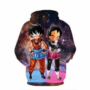 DBZ Maid Goku & Vegeta Space Galaxy 3D Funny Pocket Hoodie - Saiyan Stuff - 2
