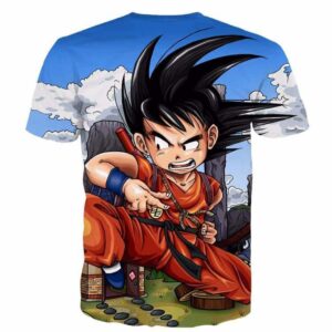Dragon Ball Anime Angry Kid Goku Sky Clouds Blue 3D T- Shirt - Saiyan Stuff - 2