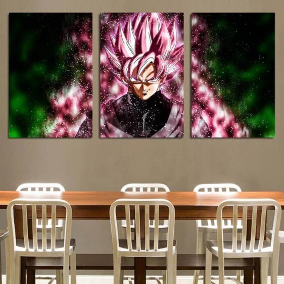 Dragon Ball Goku Black Super Saiyan Rose 3pc Wall Art Decor Canvas Prints