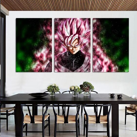 Dragon Ball Goku Black Super Saiyan Rose 3pc Wall Art Decor Canvas Prints
