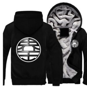 Dragon Ball King Kai Kanji Symbol Mandarin All Black Zipper Hooded Jacket - Saiyan Stuff