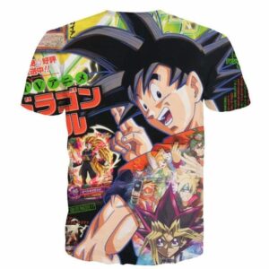 Japan Magazine Cover Style Dragonball Goku Yu-Gi-Oh Card 3D Shirt - Saiyan Stuff