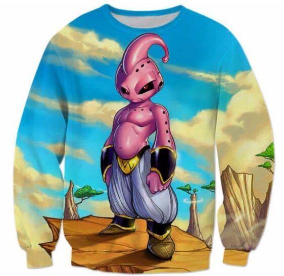 New Dragonball Kid Buu Colorful Pink Blue 3D Sweatshirt - Saiyan Stuff