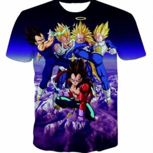 Prince Vegeta All Forms Super Saiyan Transformation 3D T-Shirt - Saiyan Stuff