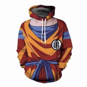 Son Goku Costume Outfit Orange Cosplay 3D Pocket Hoodie - Saiyan Stuff