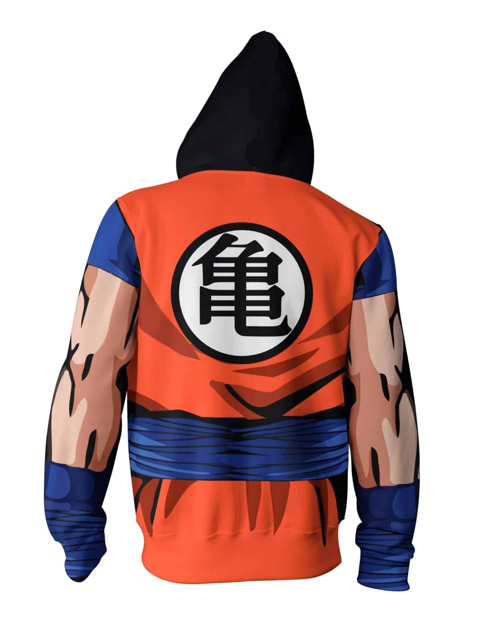 Dragon Ball Z Cool Master Roshi Buffed Orange Uniform Zip Up Hoodie Saiyan Stuff
