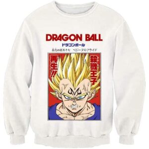 Dragon Ball Z Powerful Saiyan Majin Vegeta White Sweater