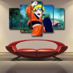 Lively Kid Naruto Uzumaki Fan Art 5pcs Wall Art Decor Canvas